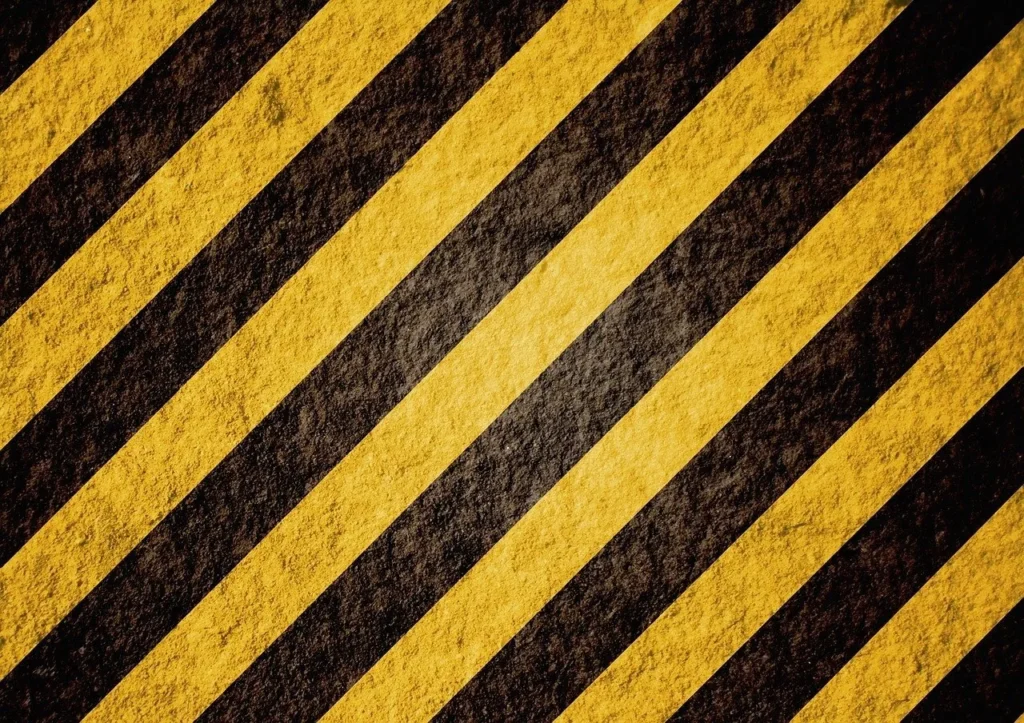 Yellow and black hazard warning stripes