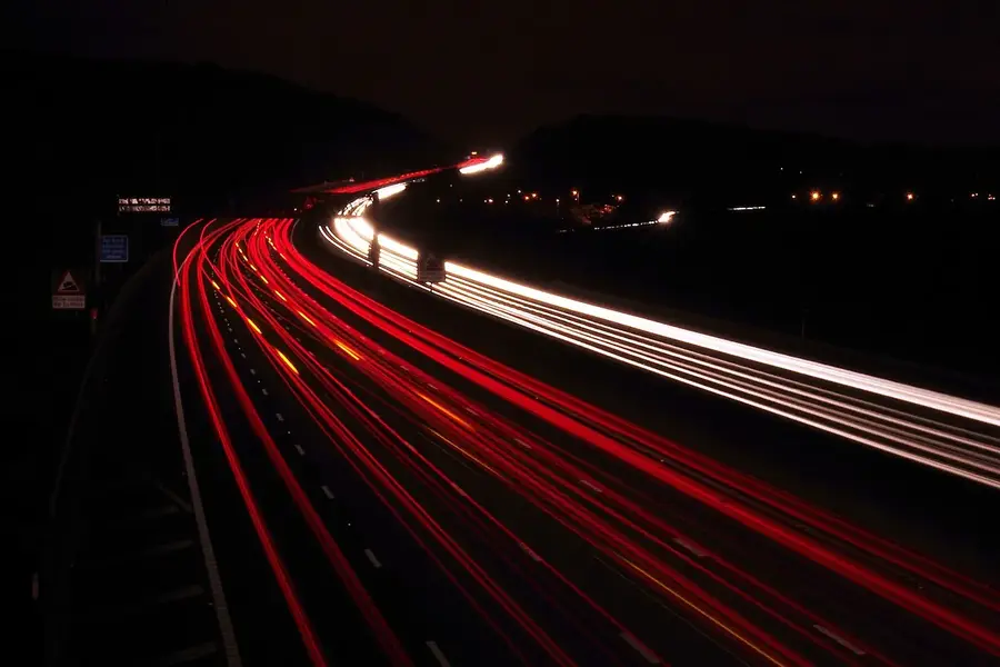 A motorway at night