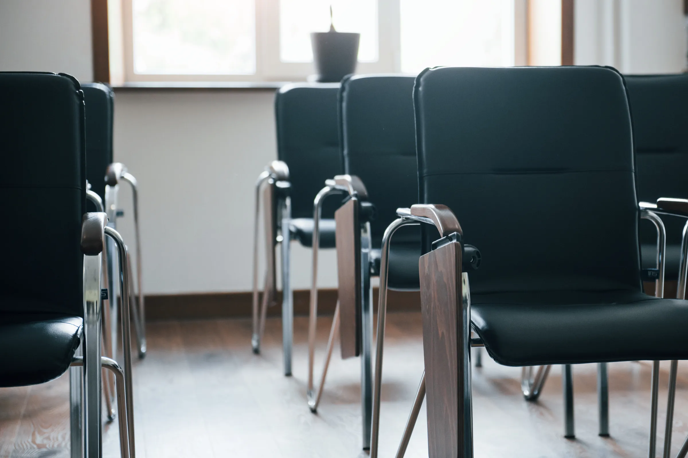 Empty chairs in a classroom
